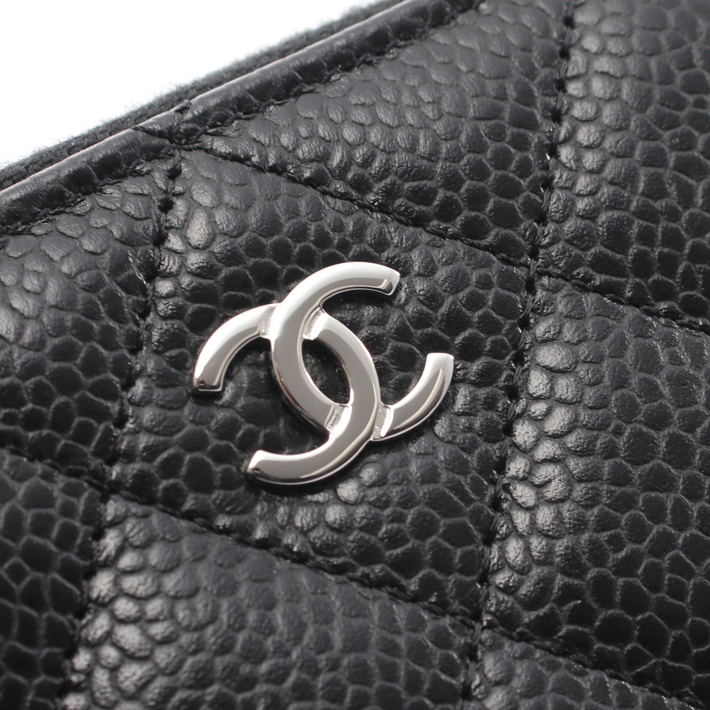 クラシック ジップ コインパース マトラッセ コインケース キャビアスキン ブラック シルバー金具 シャネル 財布・小物 CHANEL
