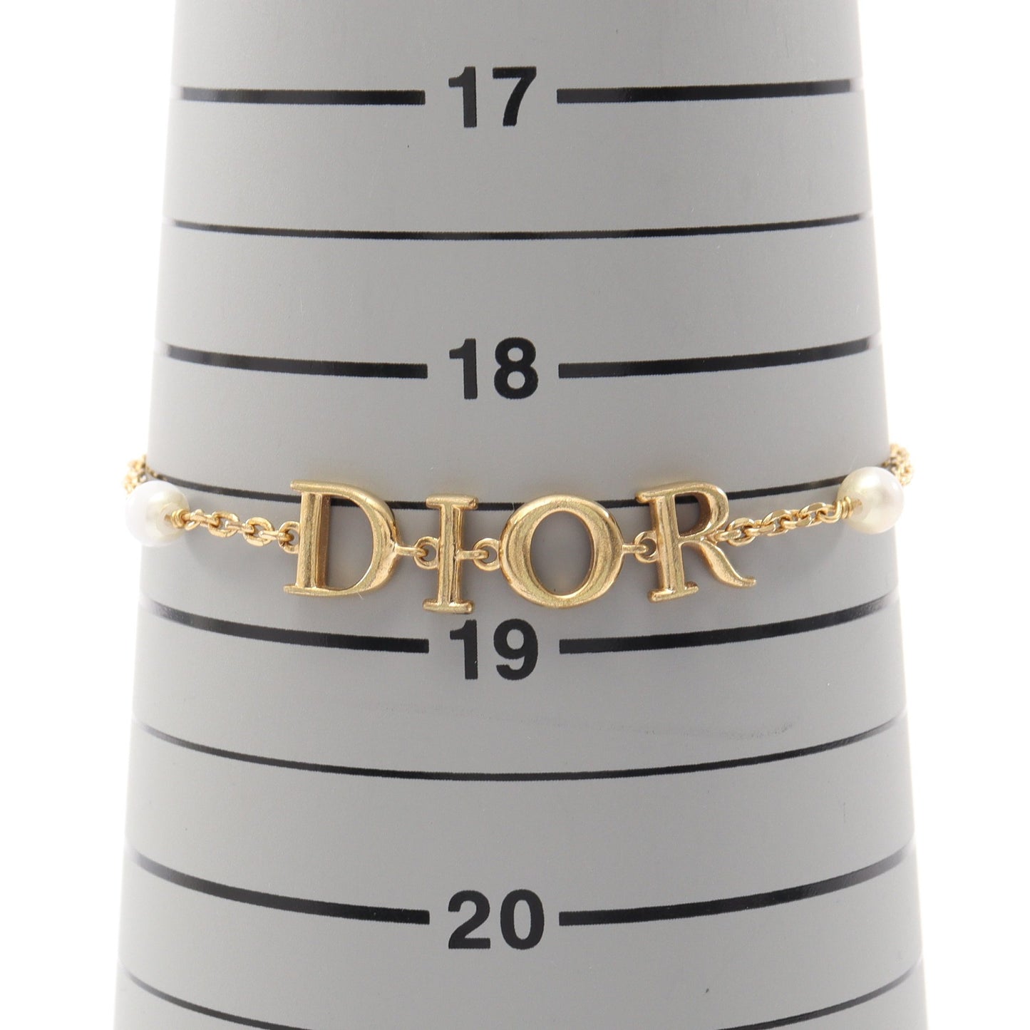 DIORロゴ ブレスレット GP フェイクパール ゴールド オフホワイト ディオール