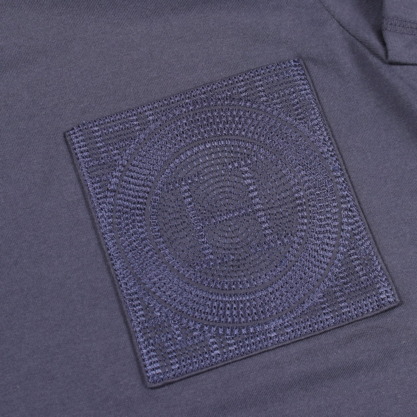 モザイク H刺繍 ポケット付き 半袖Tシャツ コットン ネイビー エルメス