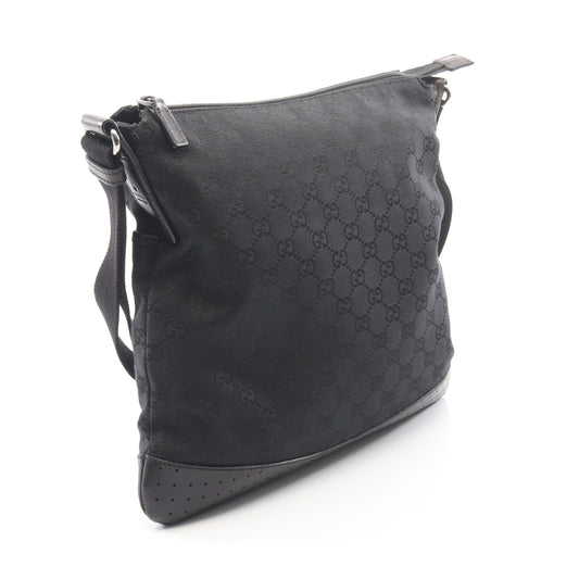 GGキャンバス ショルダーバッグ キャンバス レザー ブラック グッチ バッグ GUCCI