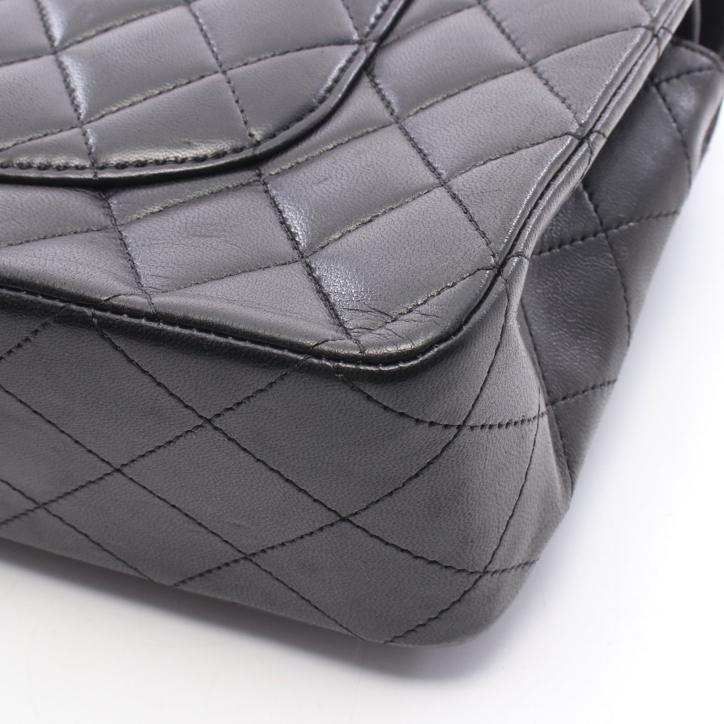 マトラッセ Wフラップ Wチェーンショルダーバッグ ラムスキン ブラック シルバー金具 シャネル バッグ CHANEL
