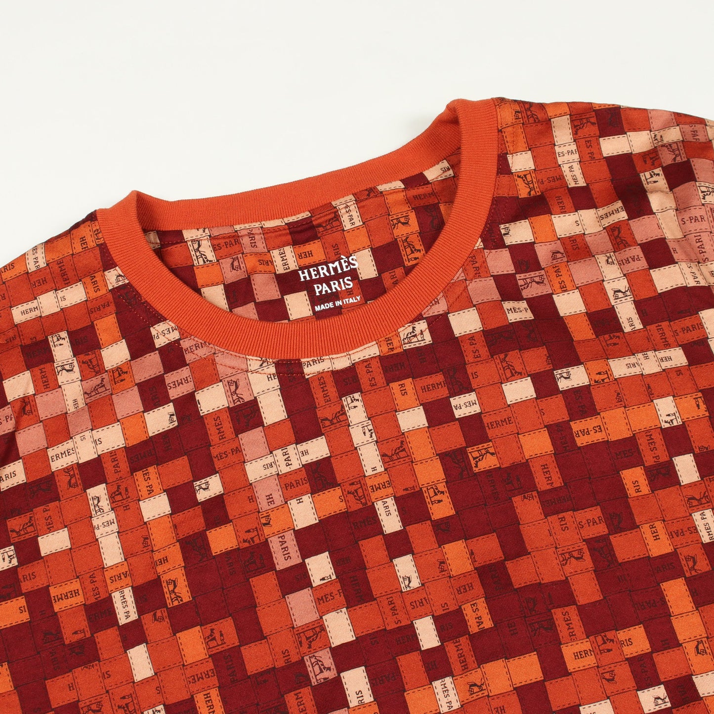BOLDUC AU CARRE ボルデュック Tシャツ クルーネック コットン オレンジ ブラウン マルチカラー エルメス