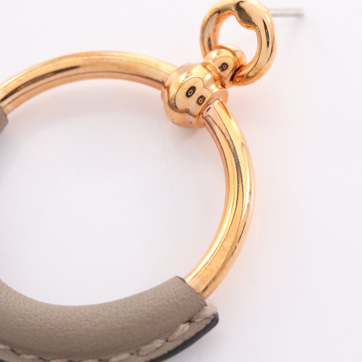 ループ グラン ピアス GP レザー ピンクゴールド グレーベージュ エルメス アクセサリー HERMES