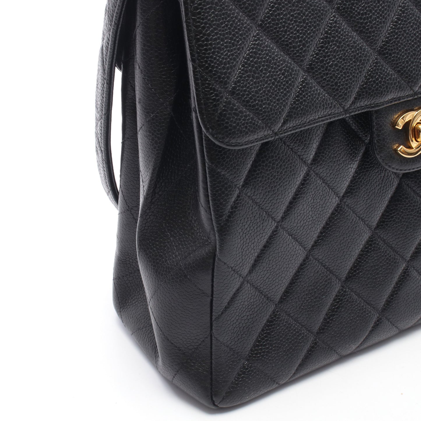 マトラッセ ダブルフェイス ショルダーバッグ キャビアスキン ブラック ゴールド金具 シャネル バッグ CHANEL