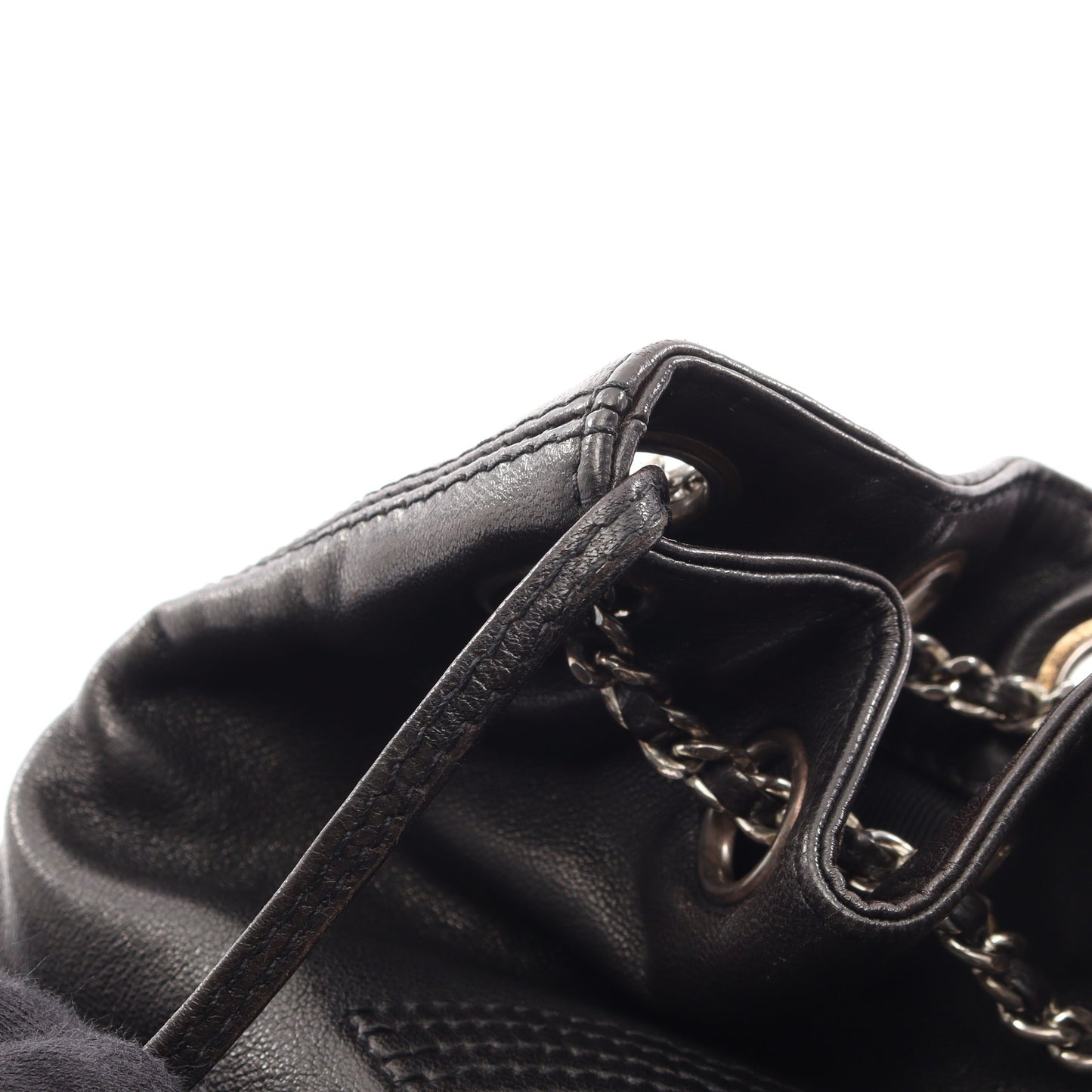 ココマーク スモール巾着 バックパック リュックサック ラムスキン ブラック シルバー金具 シャネル バッグ CHANEL