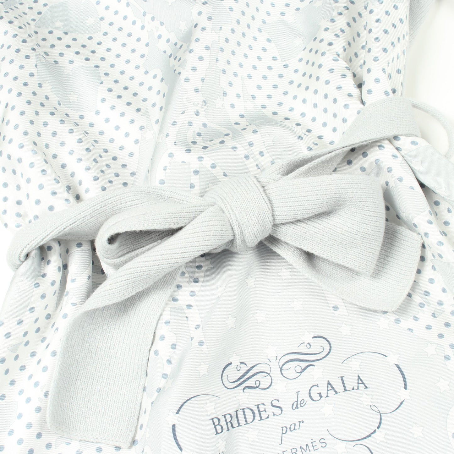 BRIDES de GALA ニット切替 ワンピース シルク ウール ライトブルー エルメス