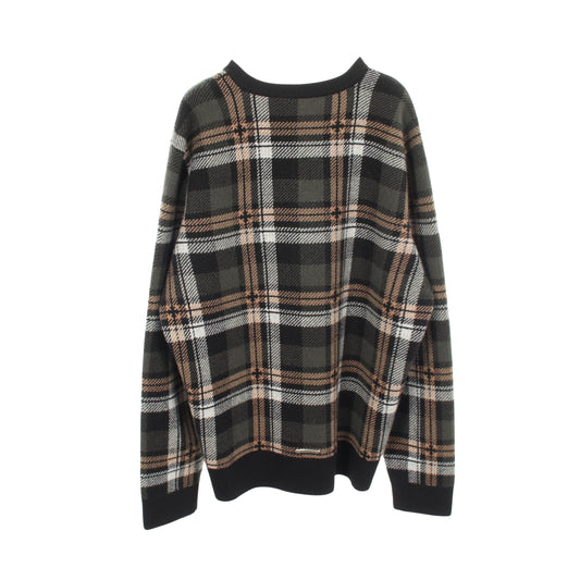 BIG CITY チェック Vネック ニット ウール カシミヤ グリーン ブラック マルチカラー クロムハーツ
