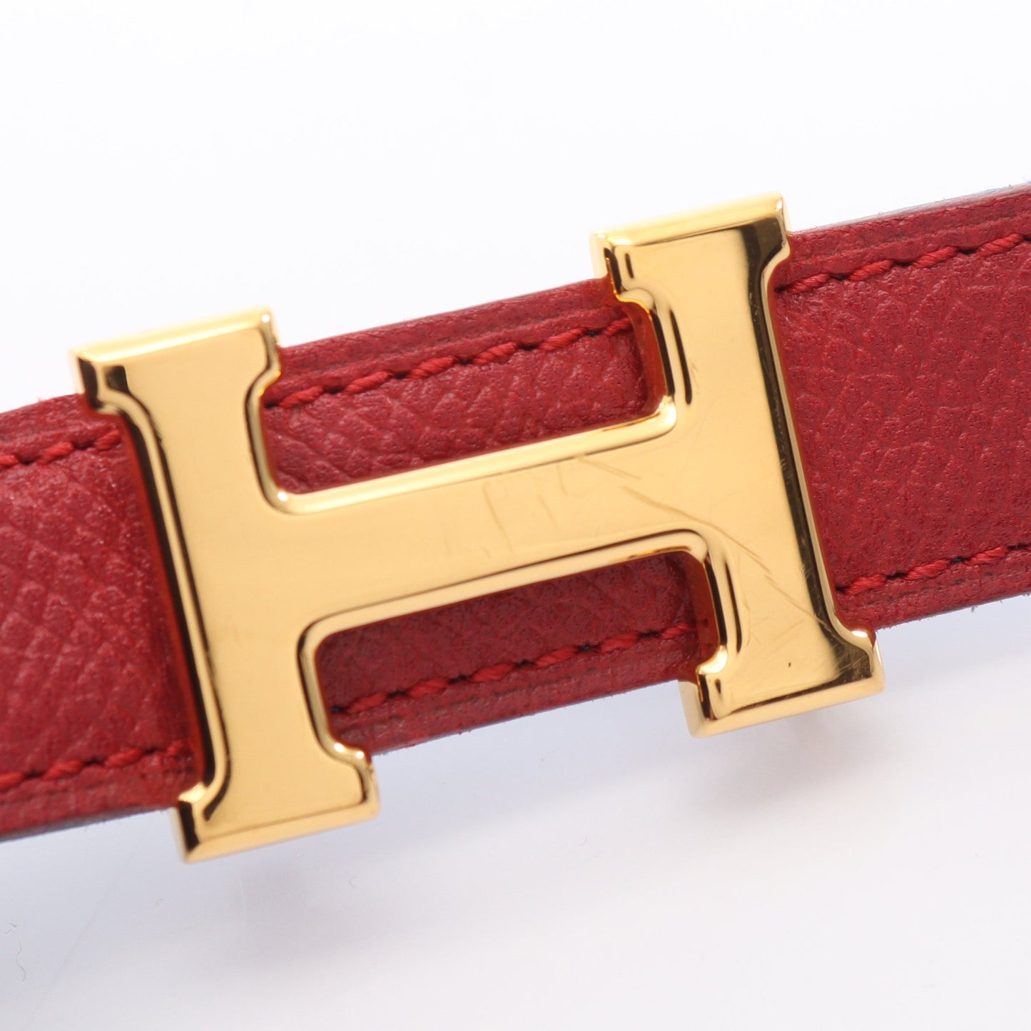 ミニコンスタンス Hベルト リバーシブル ベルト レザー ブルー レッド ゴールド金具 □A刻印 エルメス