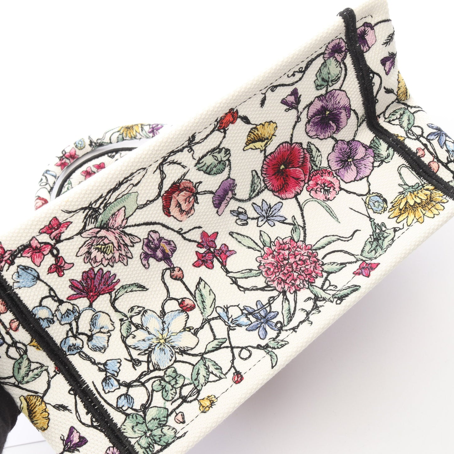BOOK TOTE ブックトート スモール フロリレージョ ハンドバッグ トートバッグ キャンバス ホワイト マルチカラー クリスチャンディオール