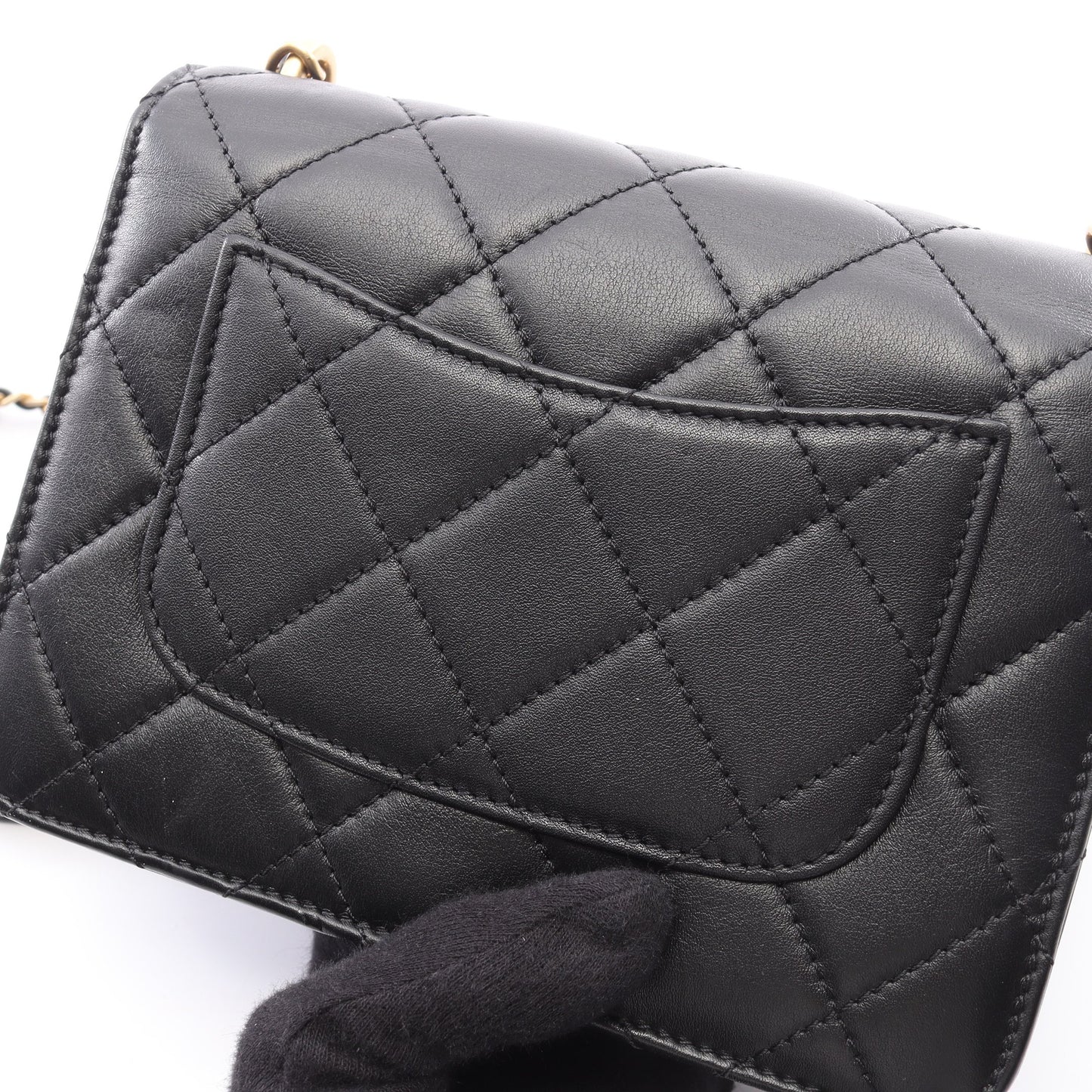 マトラッセ 2WAY チェーンショルダーバッグ ラムスキン ブラック ゴールド金具 シャネル
