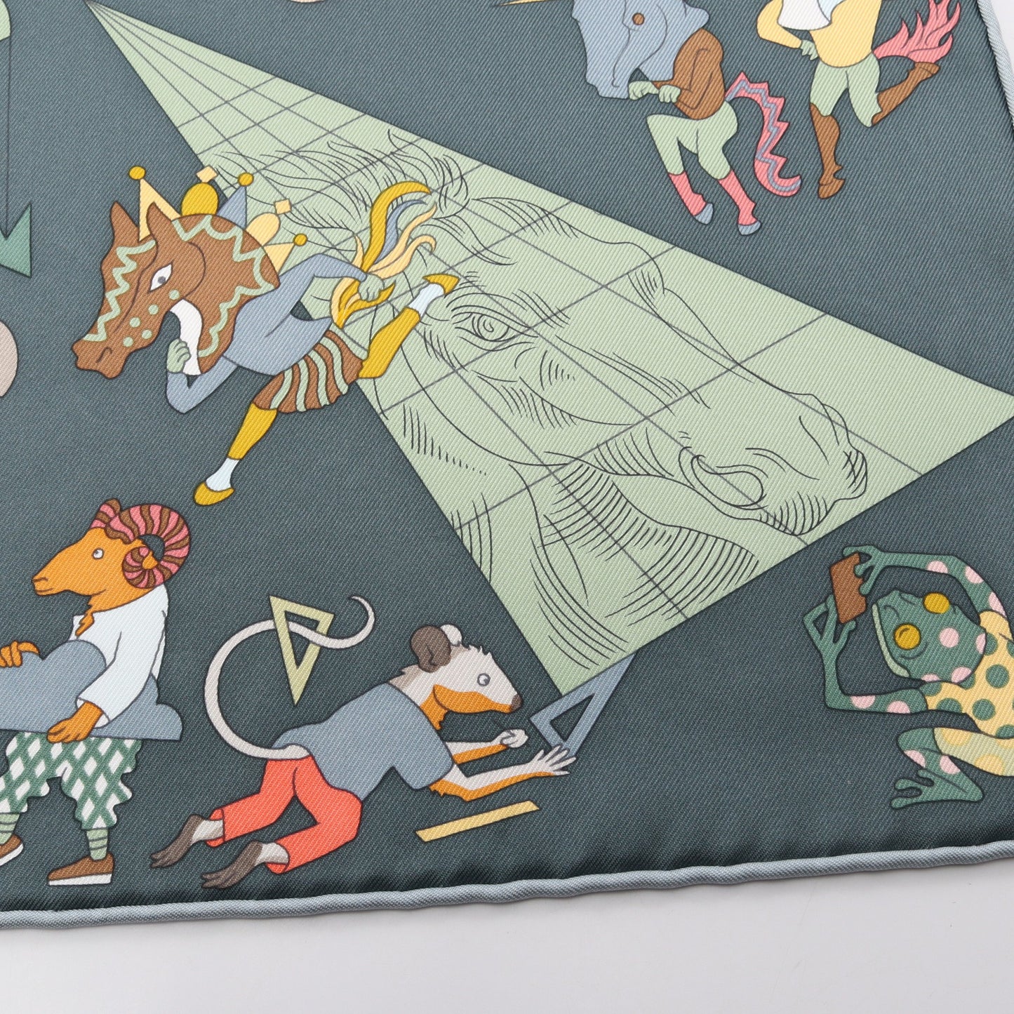 カレ90 ACADEMIA HIPPICA スカーフ シルク ダークグリーン マルチカラー エルメス