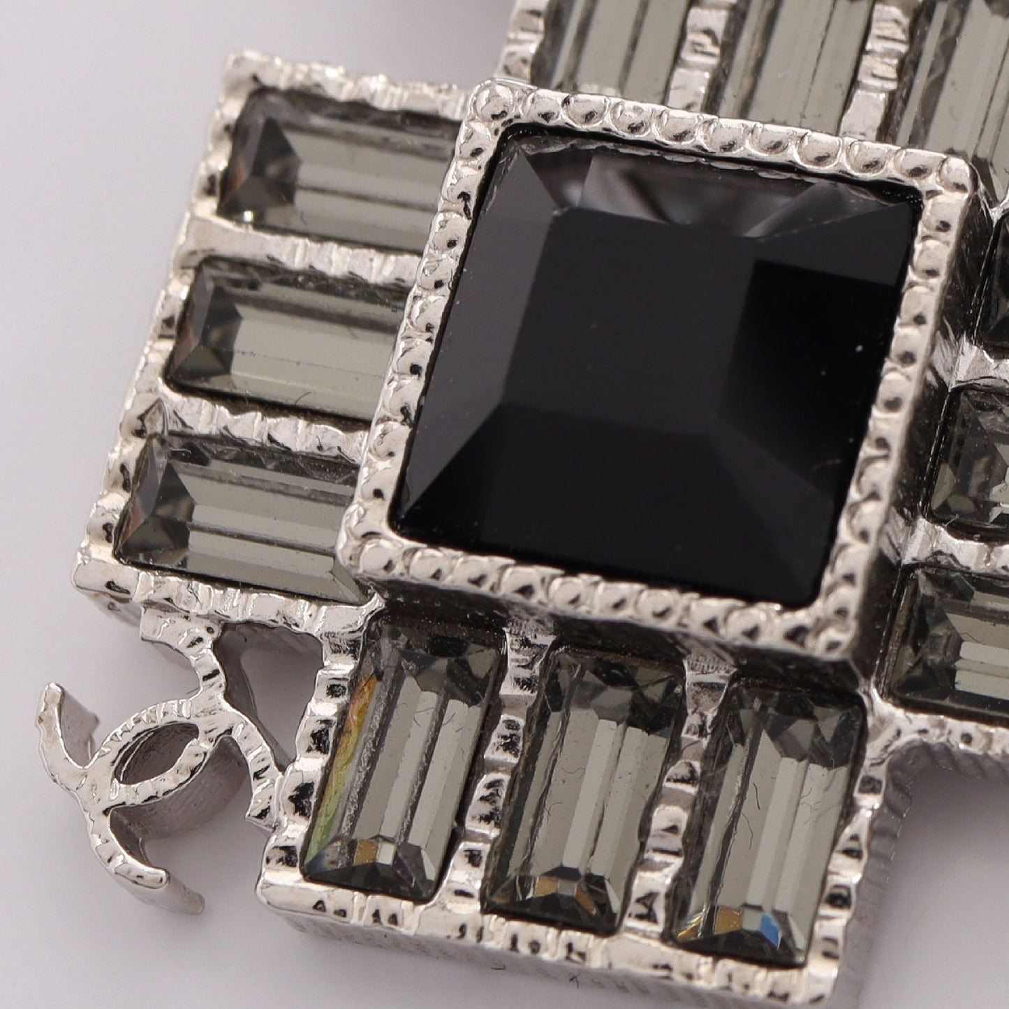 ココマーク スクエア ブローチ クリスタル シルバー ブラック クリア G19K シャネル アクセサリー CHANEL