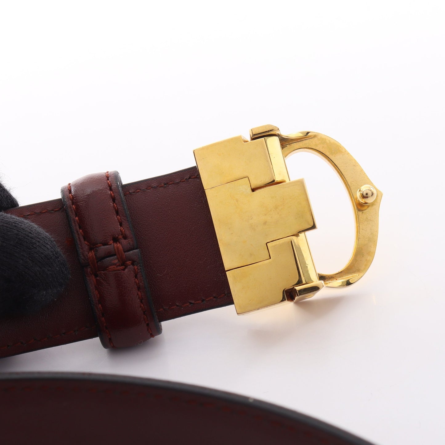 マストライン ゴールド金具 ベルト レザー ボルドー カルティエ 財布・小物 Cartier