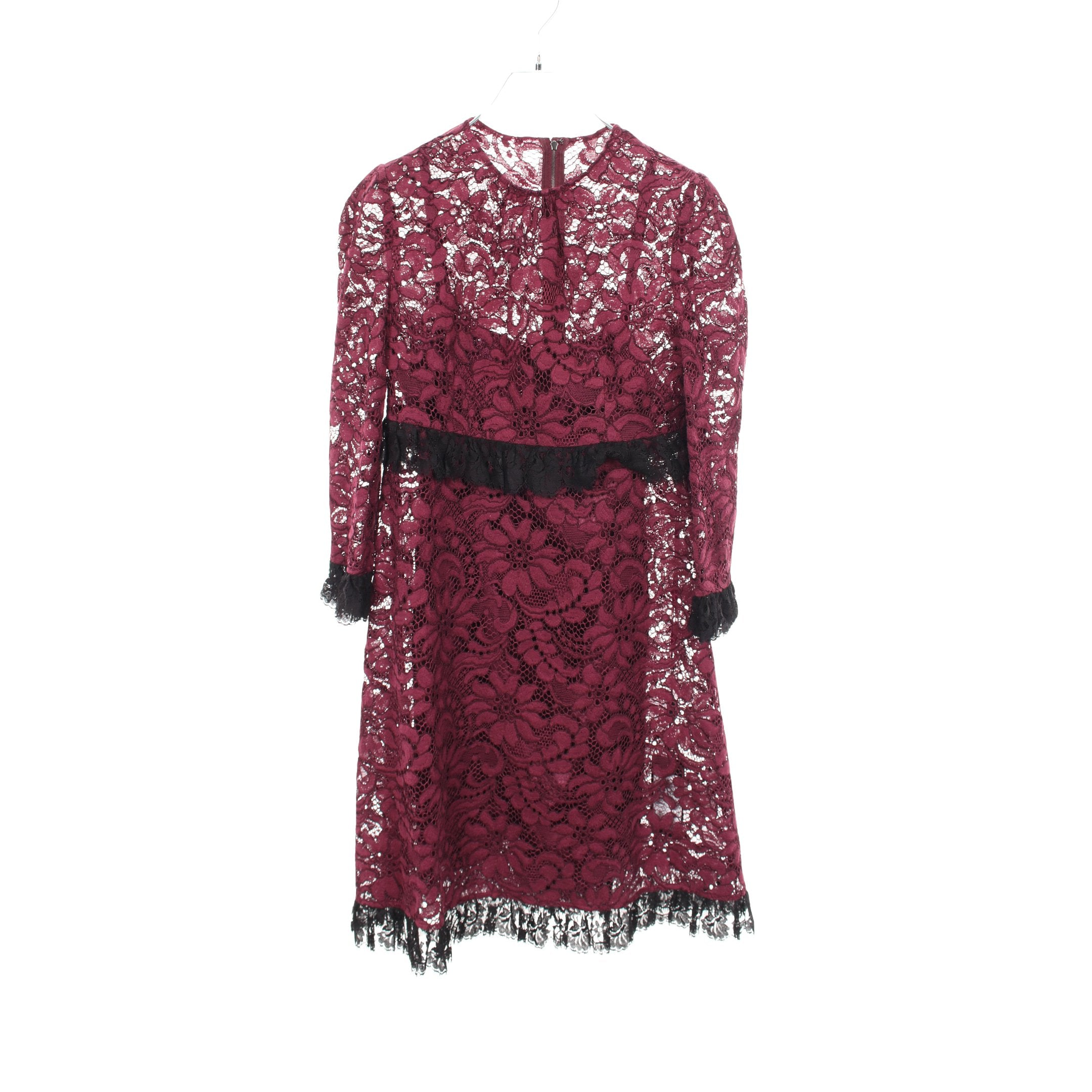 D&G ドルチェ&ガッバーナ 総レース ロングワンピース ベージュ インナー付 総レース インナー付き ワンピース コットン ボルドー ブラック