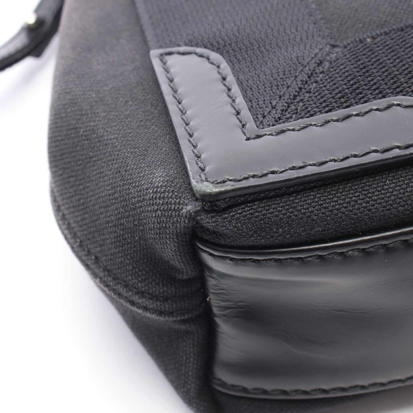 ネイビーカバ XS 2WAY ハンドバッグ キャンバス レザー ブラック バレンシアガ