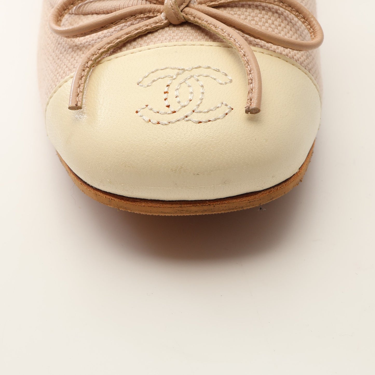 ココマーク リボン パンプス キャンバス レザー ピンクベージュ アイボリー シャネル シューズ CHANEL