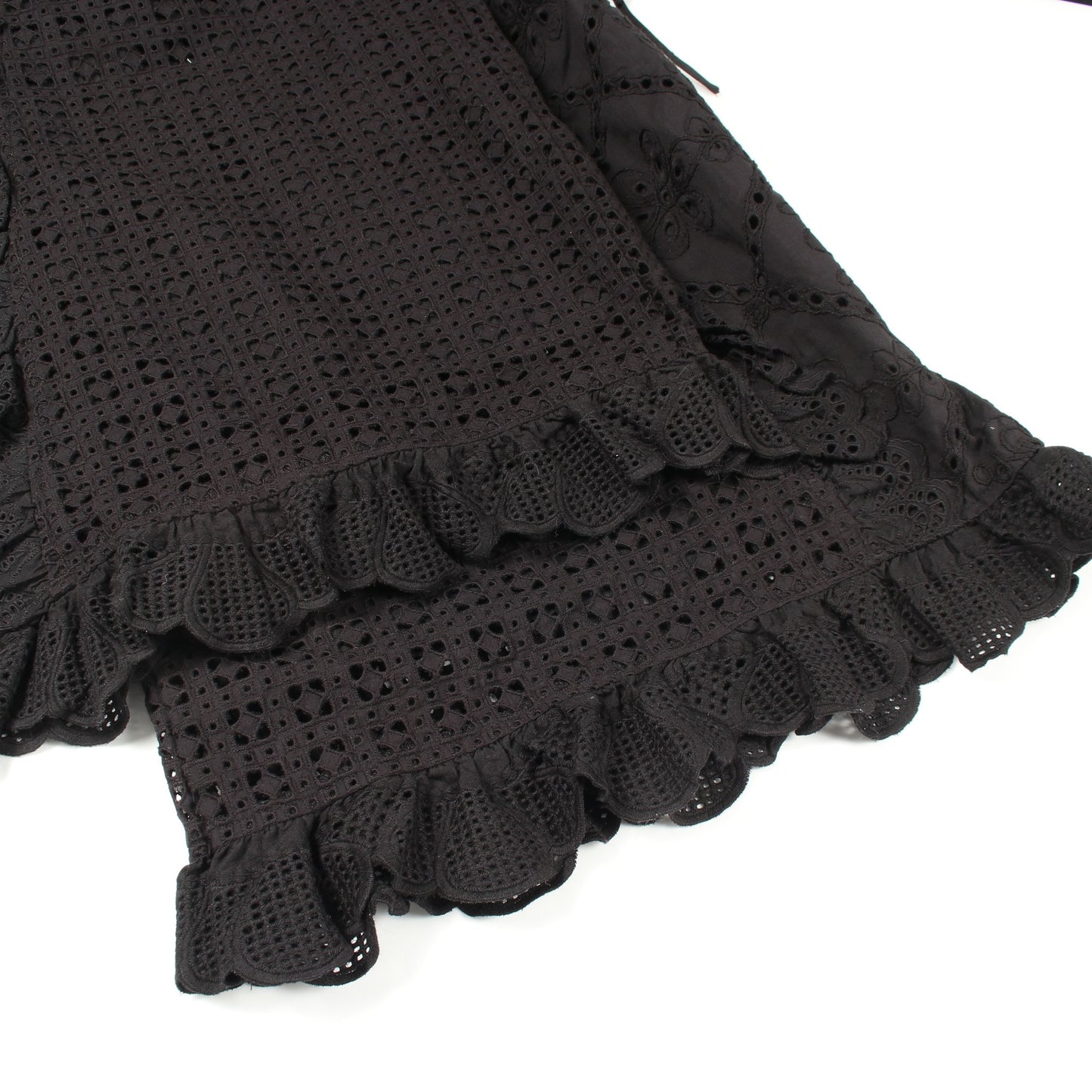 Lace Patch Rompers サロペット オールインワン コットン ブラック メゾンスペシャル