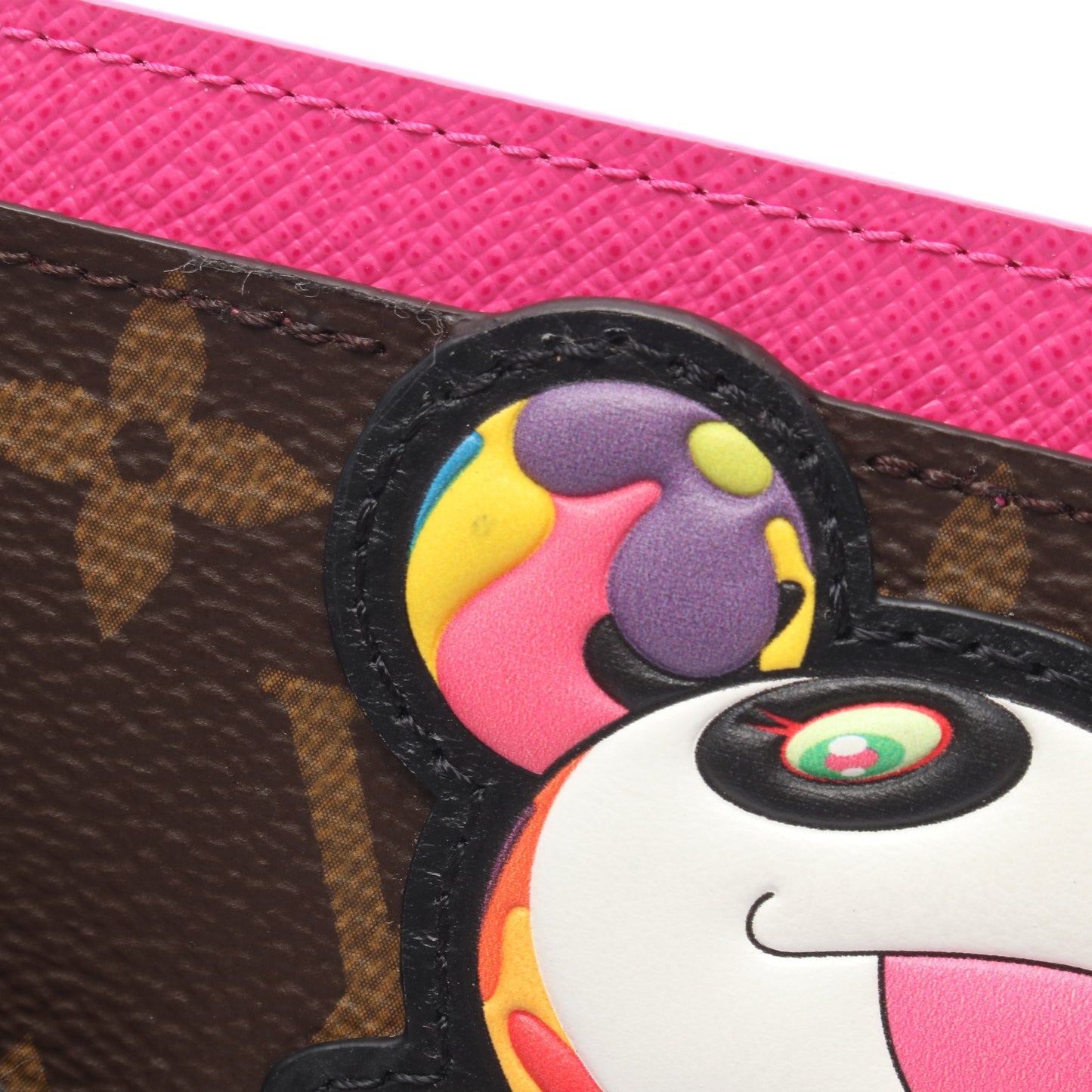 LV × TM カードケース ポルト カルト サーンプル モノグラムパンダ カードケース PVC レザー ブラウン ピンク ルイヴィトン