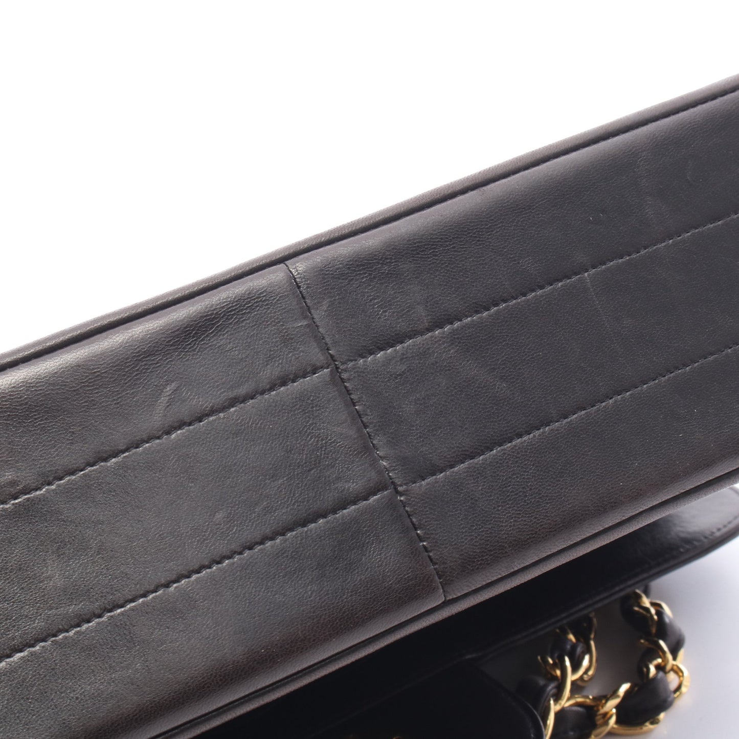 マドモアゼル デカココマーク シングルフラップ Wチェーンショルダーバッグ ラムスキン ブラック ゴールド金具 シャネル