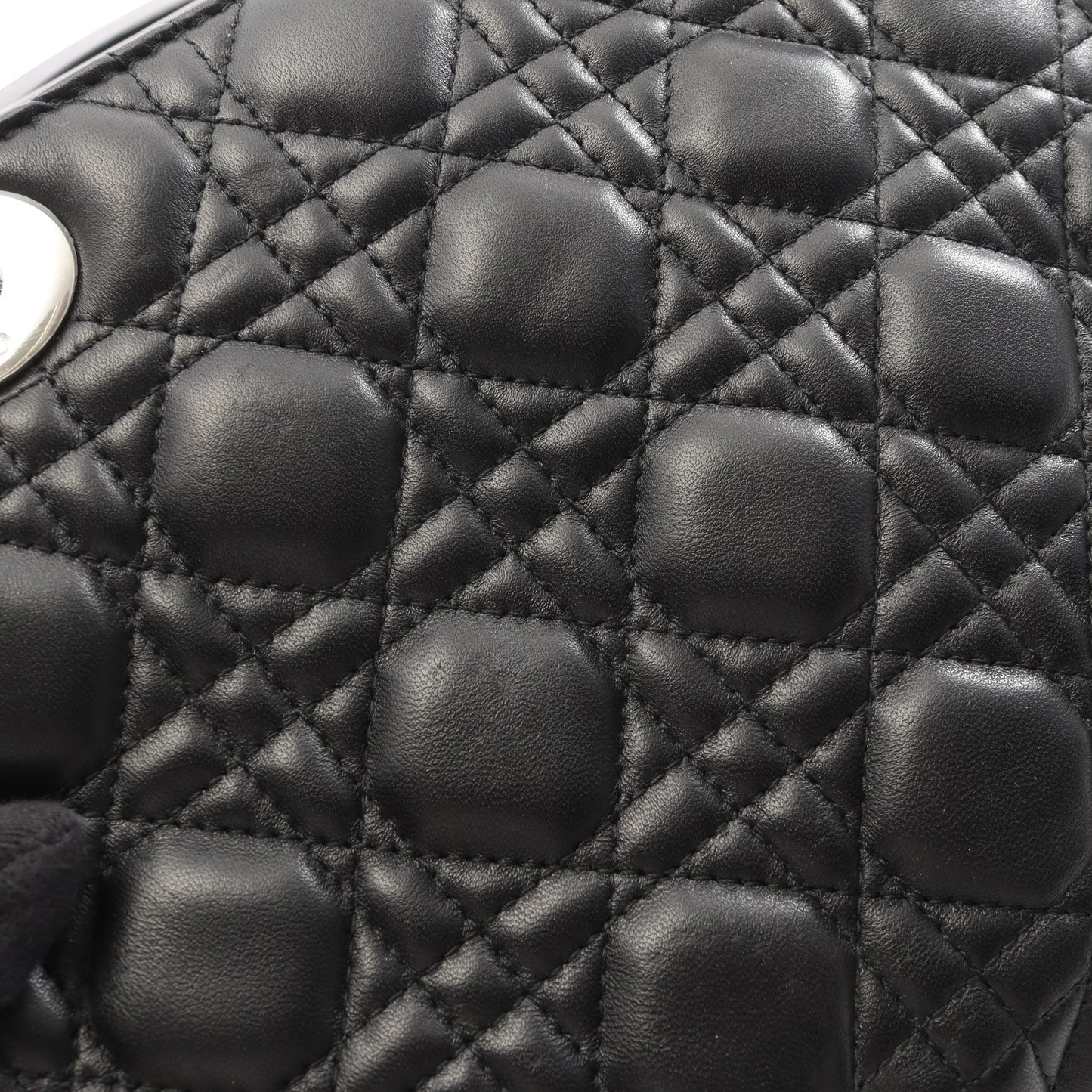 LADY DIOR レディディオール カナージュ 2WAY ハンドバッグ レザー ブラック クリスチャンディオール