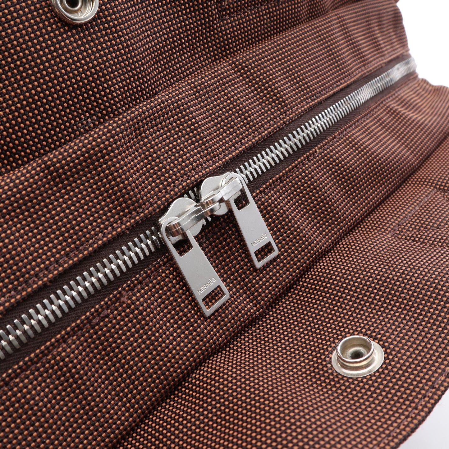 エールラインMM ハンドバッグ トートバッグ キャンバス ブラウン シルバー金具 エルメス バッグ HERMES