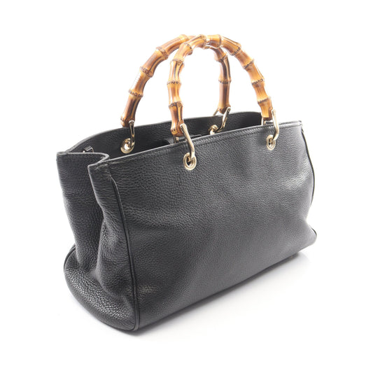 バンブー ショッパー ミディアム 2WAY ハンドバッグ トートバッグ レザー ブラック グッチ