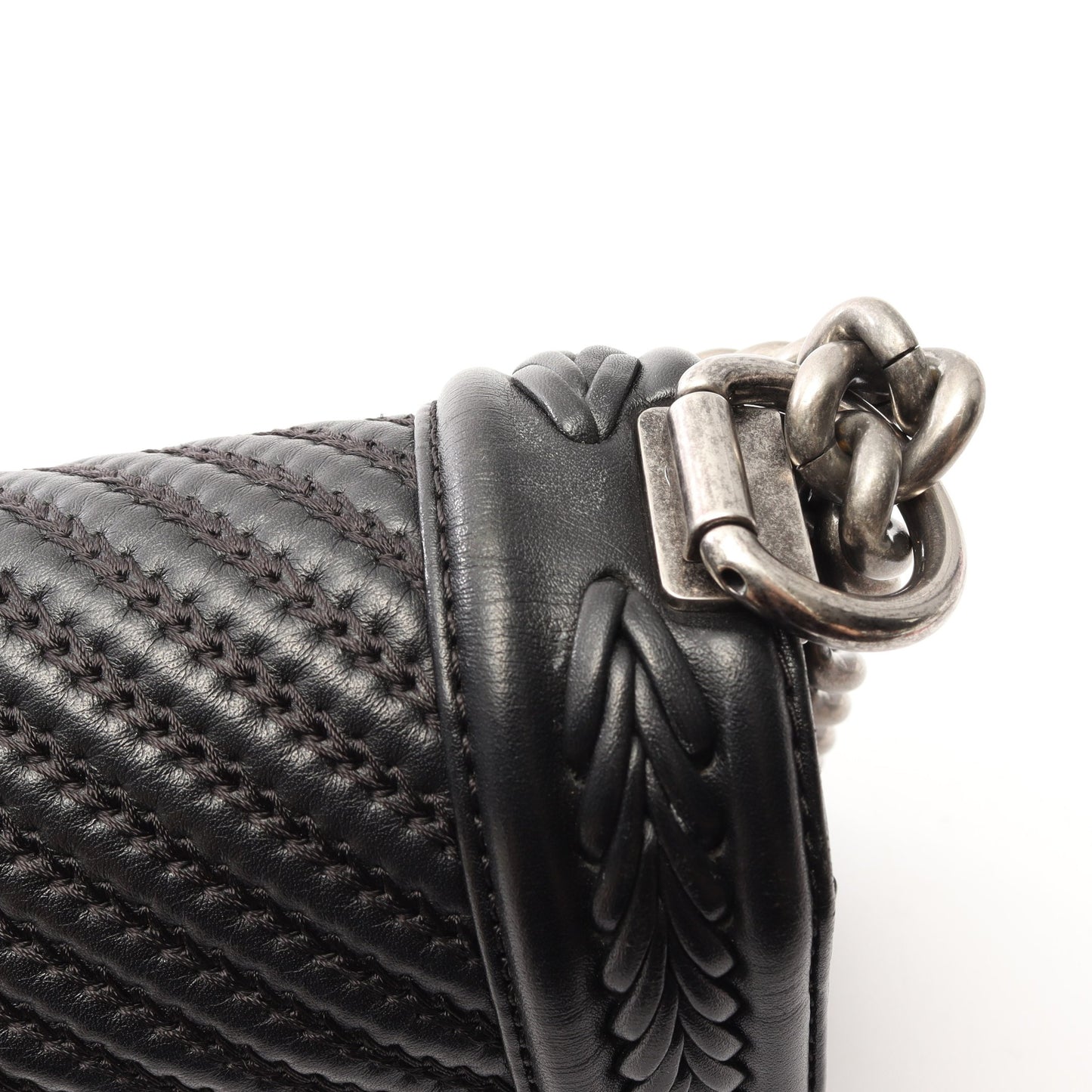 ボーイシャネル チェーンショルダーバッグ レザー ブラック シルバー金具 シャネル バッグ CHANEL