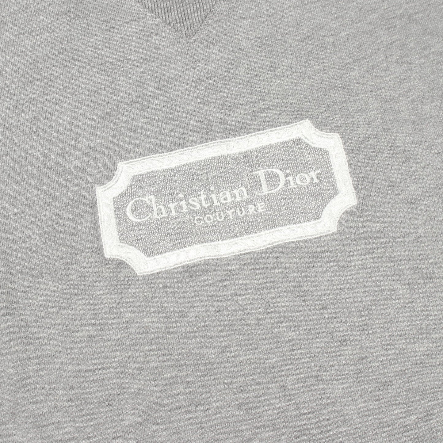 Dior Couture ロゴ刺繍 クルーネック 半袖Tシャツ コットン グレー ディオール