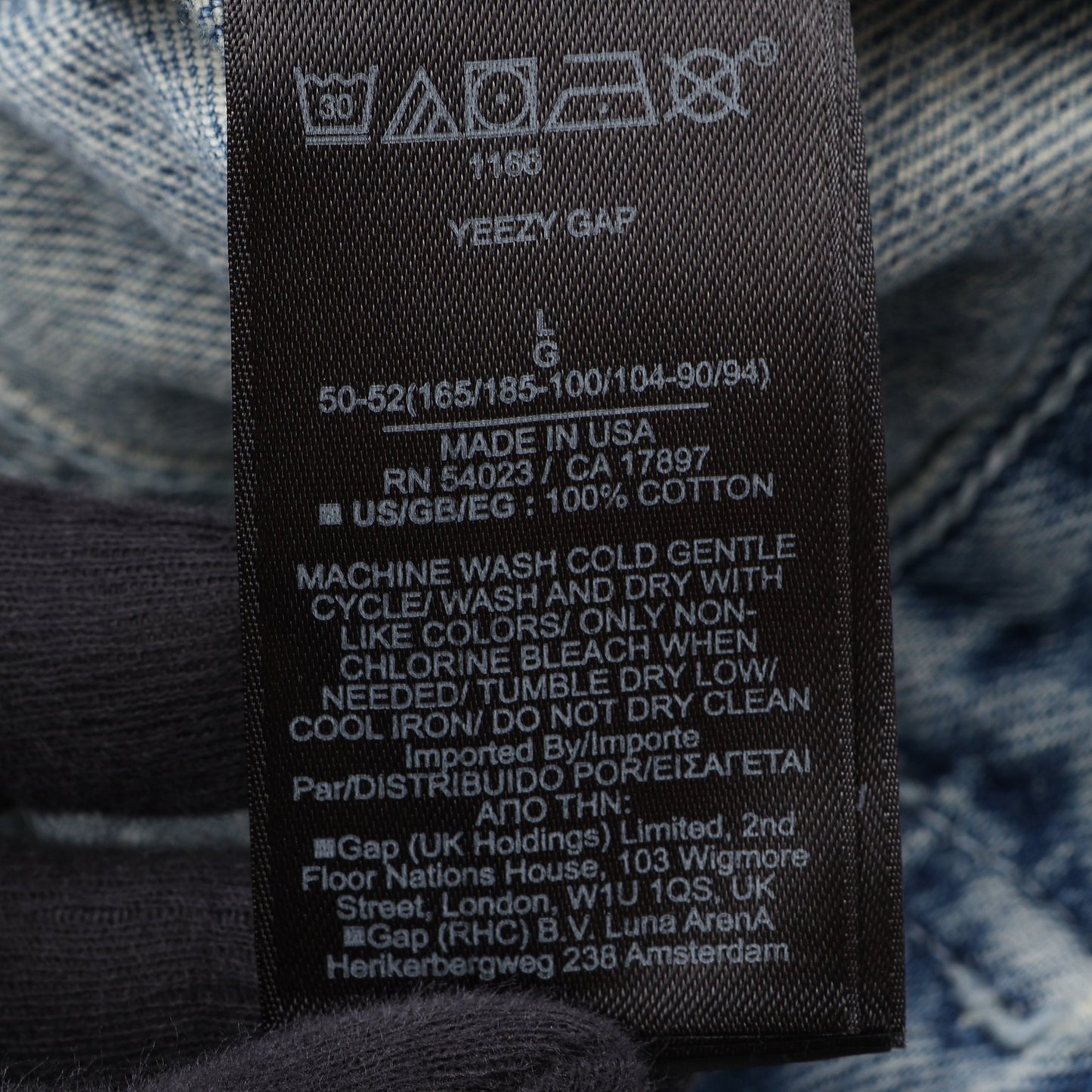 YEEZY GAP × BALENCIAGA ダメージ加工 パデッド デニムジャケット コットン ブルー イージーギャップ
