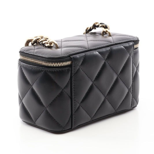 マトラッセ バニティ コンビ金具 チェーンショルダーバッグ ラムスキン ブラック シャネル バッグ CHANEL
