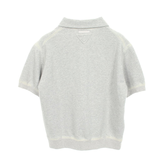 コットンフリース プレス ヴィンテージ加工 スウェット ポロシャツ コットン グレー プラダ トップス PRADA