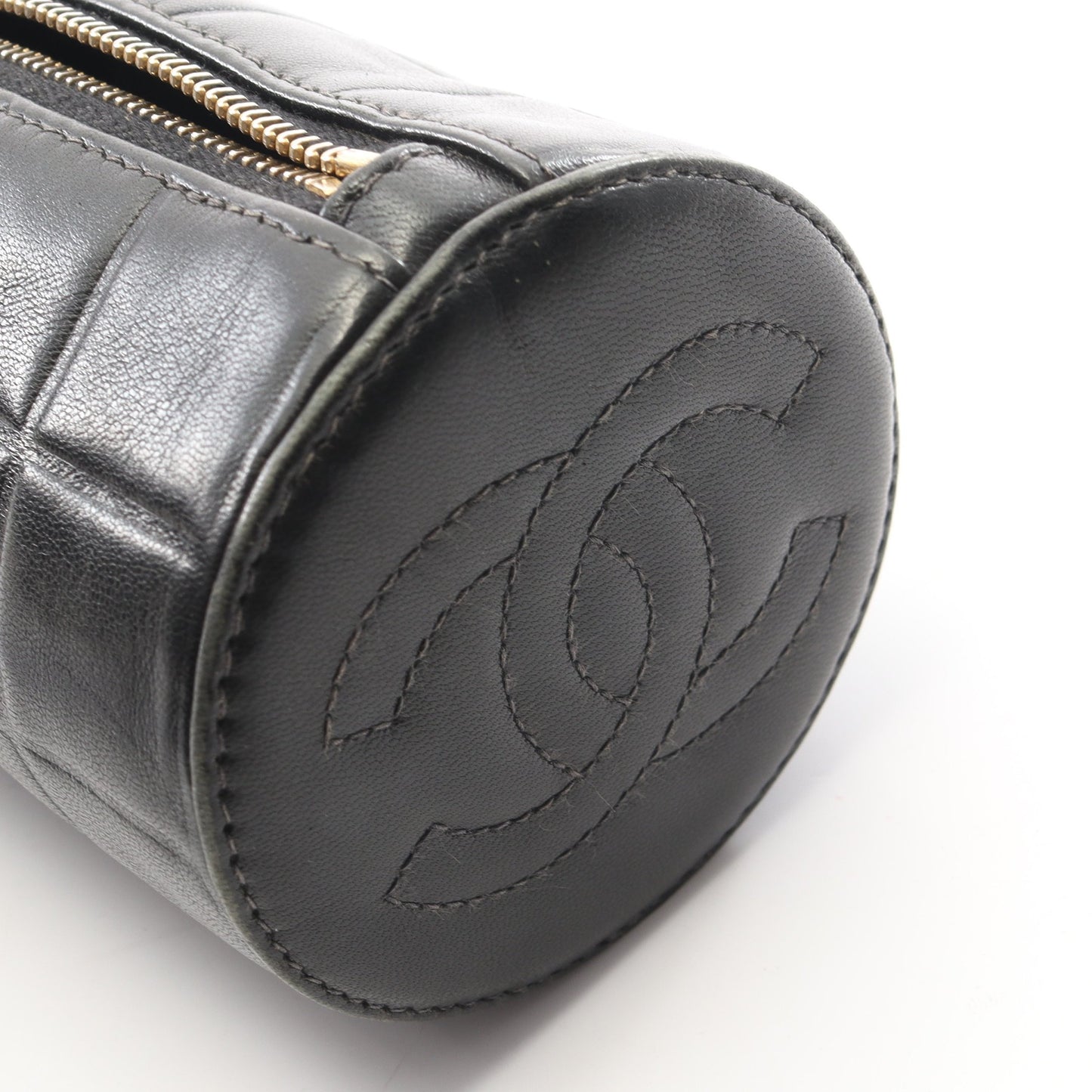 チョコバー ポーチ ラムスキン ブラック ゴールド金具 シャネル 財布・小物 CHANEL