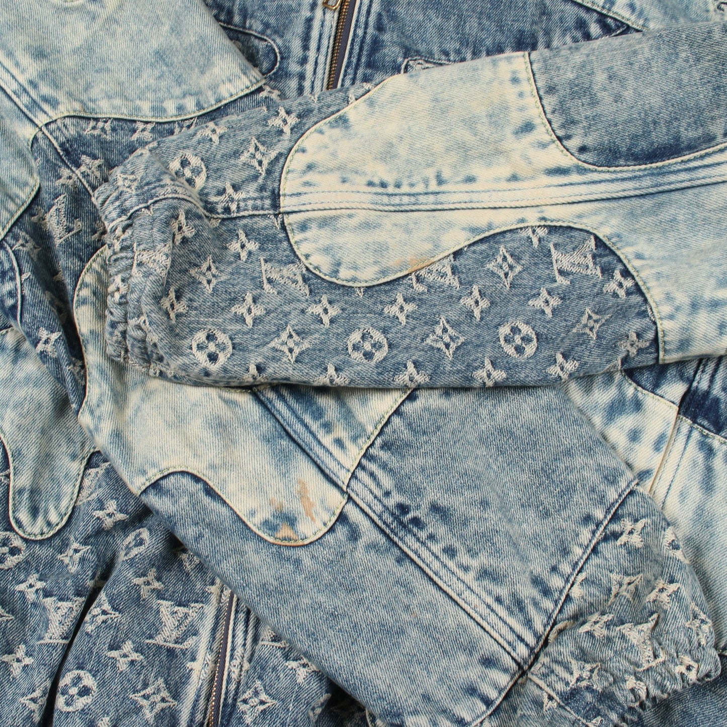 LOUIS VUITTON × NIGO モノグラム パッチワーク フード付き デニムジャケット コットン ブルー ルイヴィトン