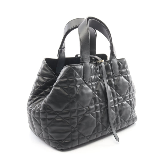 トゥジュール ミディアム マクロカナージュ ハンドバッグ レザー ブラック クリスチャンディオール