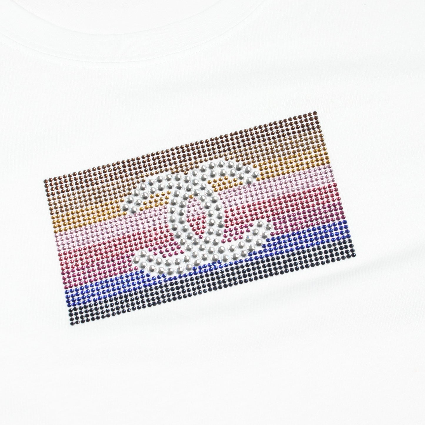 ココマーク ラインストーン 半袖Tシャツ コットン ホワイト シャネル