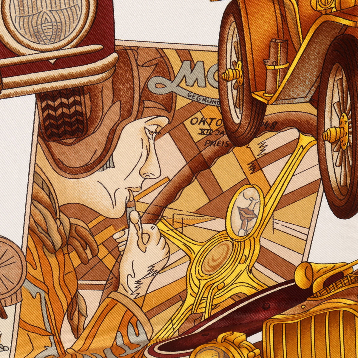カレ90 automobile スカーフ シルク ブラウン マルチカラー エルメス 財布・小物 HERMES