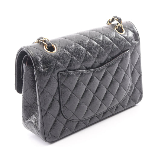 マトラッセ Wフラップ Wチェーンショルダーバッグ キャビアスキン ブラック ゴールド金具 シャネル バッグ CHANEL