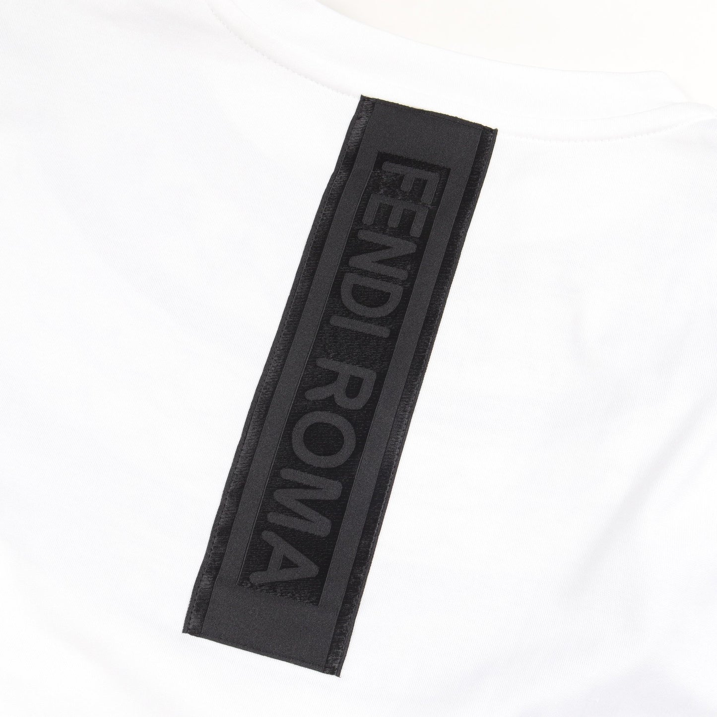 ビーズ 刺繍 半袖Tシャツ コットン ホワイト ブラック ネイビー フェンディ