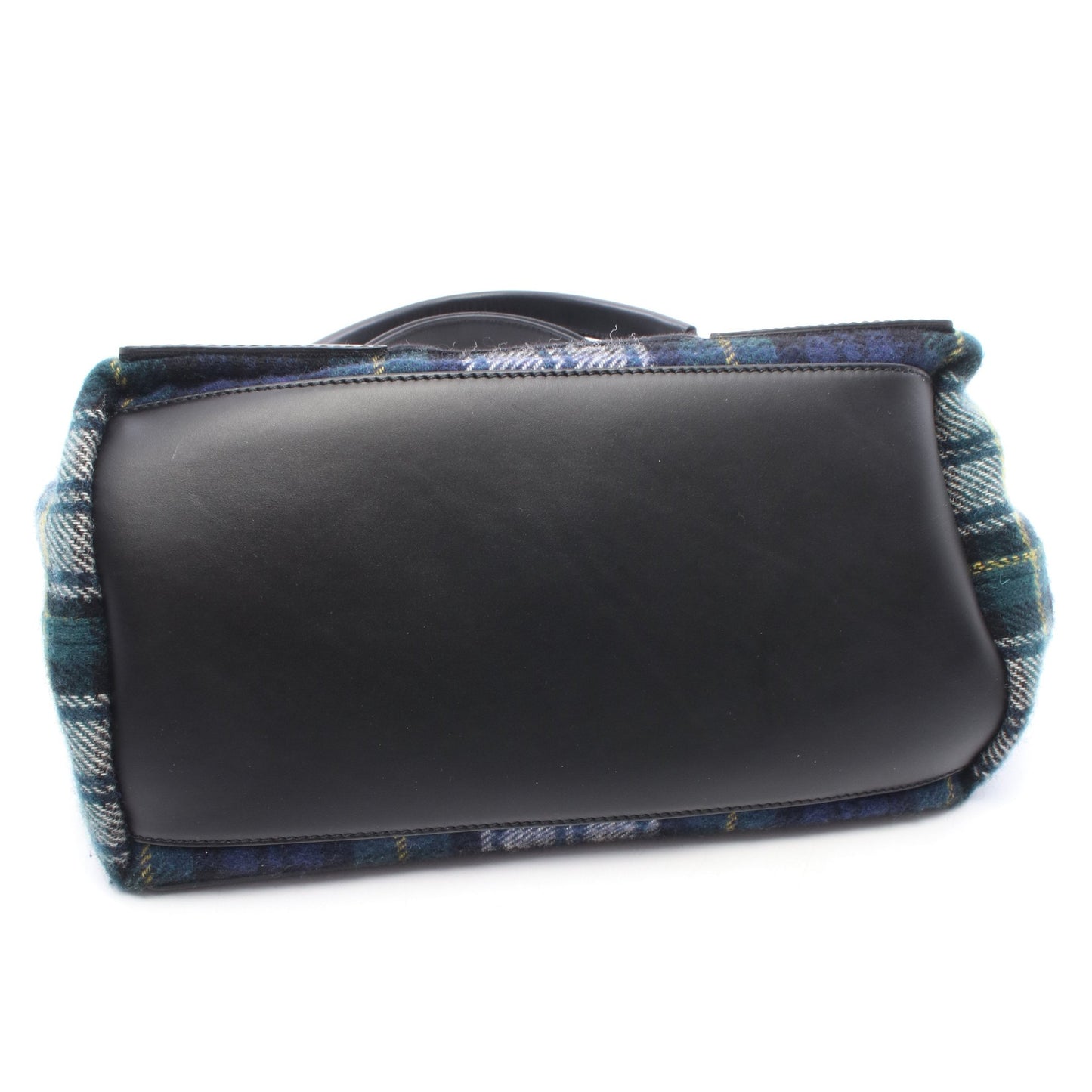 NAVY CABAS S ネイビーカバ チェック ハンドバッグ トートバッグ ウール レザー グリーン ブラック マルチカラー バレンシアガ