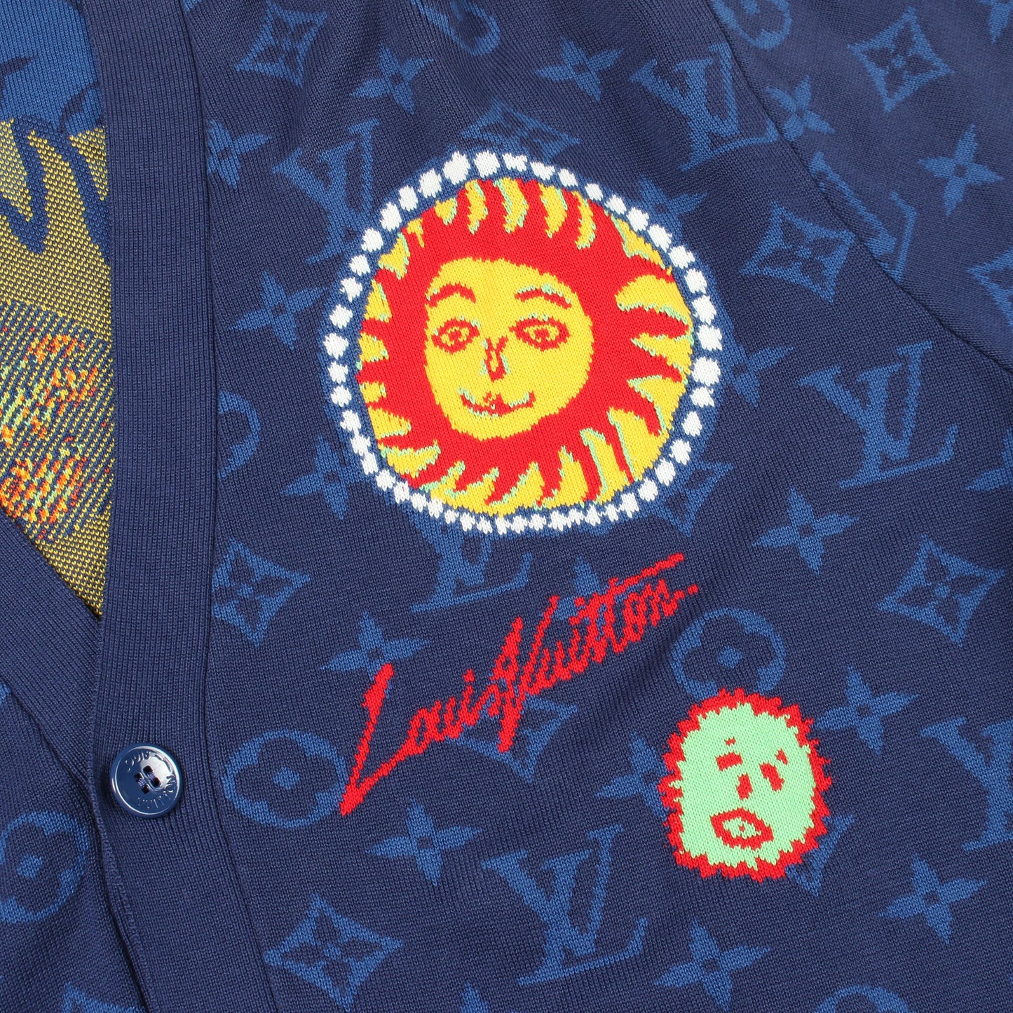 LOUIS VUITTON × 草間彌生 カーディガン コットン ブルー マルチカラー ルイヴィトン