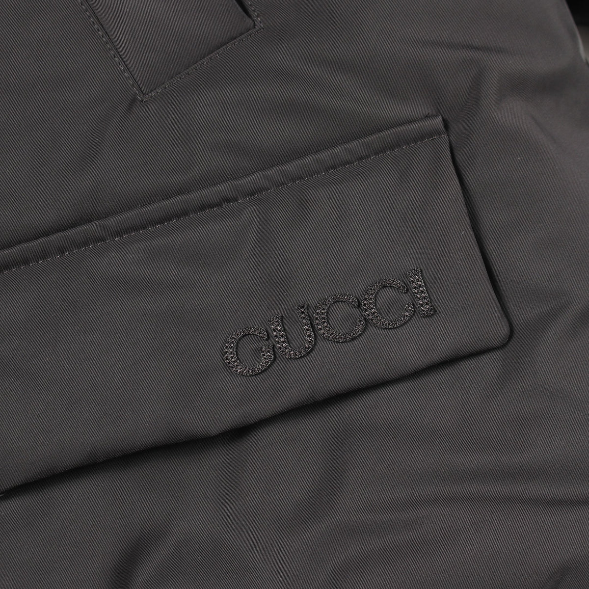 GGキャンバス フード付き リバーシブル 中綿 ジャケット コットン ブラック ベージュ グッチ アウター GUCCI