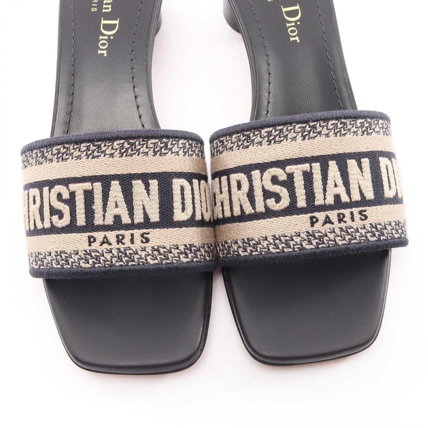 Dway ミュール サンダル キャンバス ネイビー ベージュ クリスチャンディオール シューズ Christian Dior