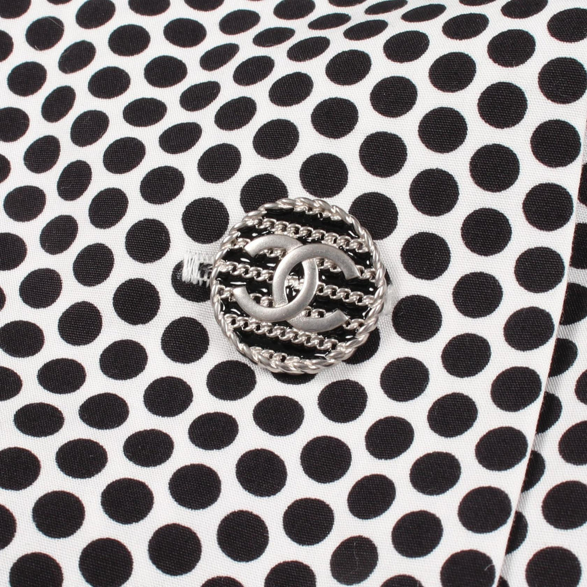 ココマークボタン ドット トップス コットン ブラック ホワイト シャネル トップス CHANEL