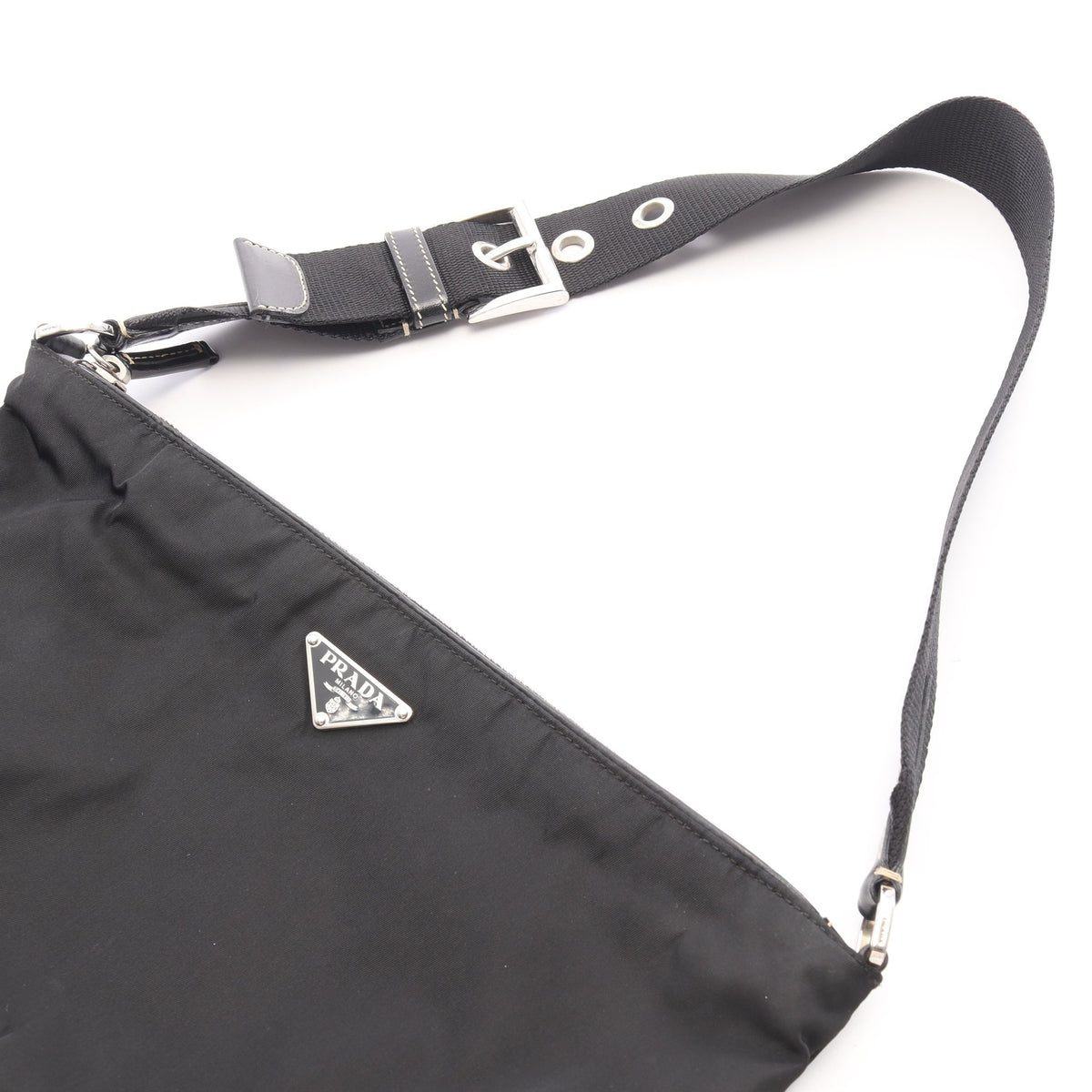 TESSUTO LIGHT ショルダーバッグ ナイロン レザー ブラック プラダ バッグ PRADA