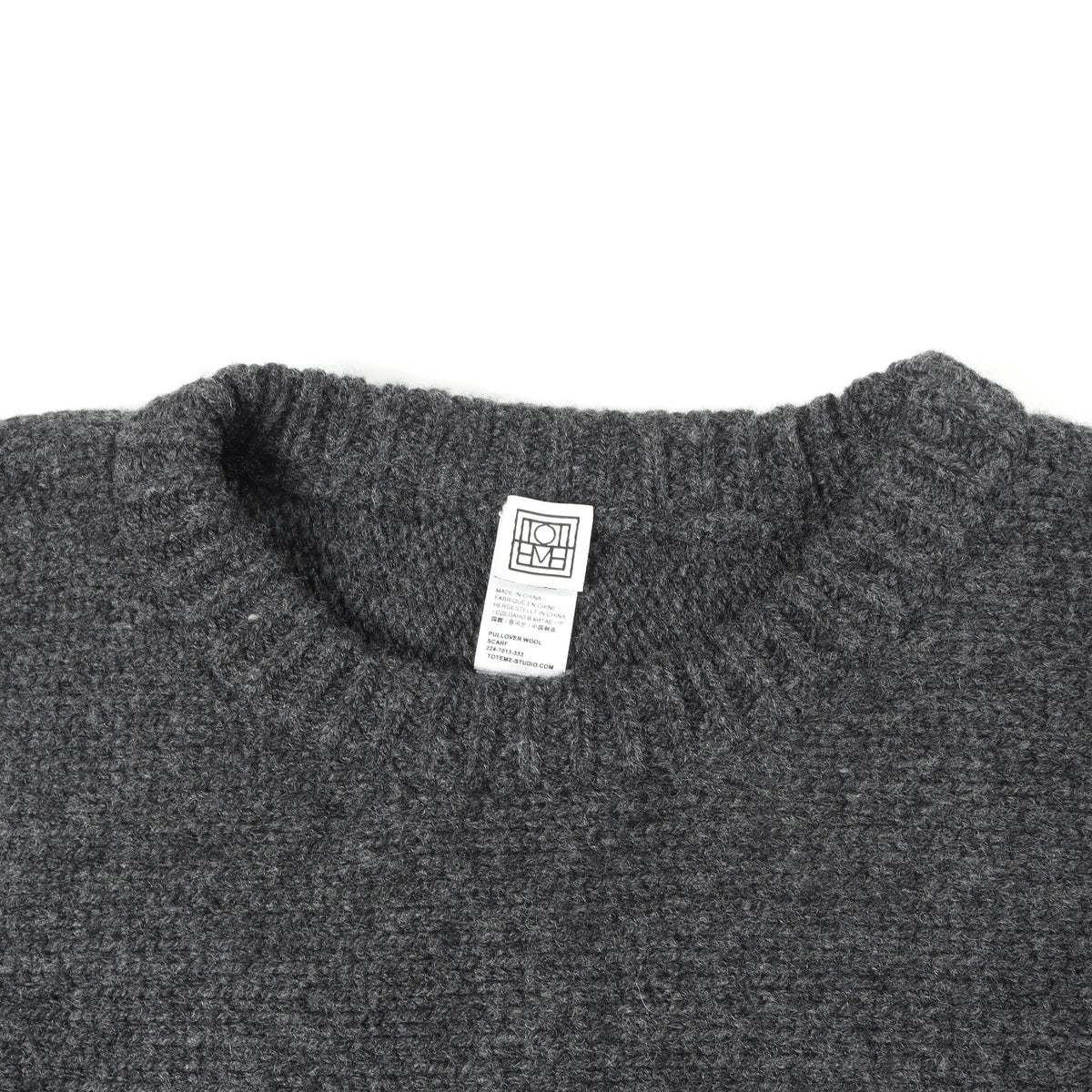 PULLOVER WOOL SCARF ニット ウール ダークグレー トーテム