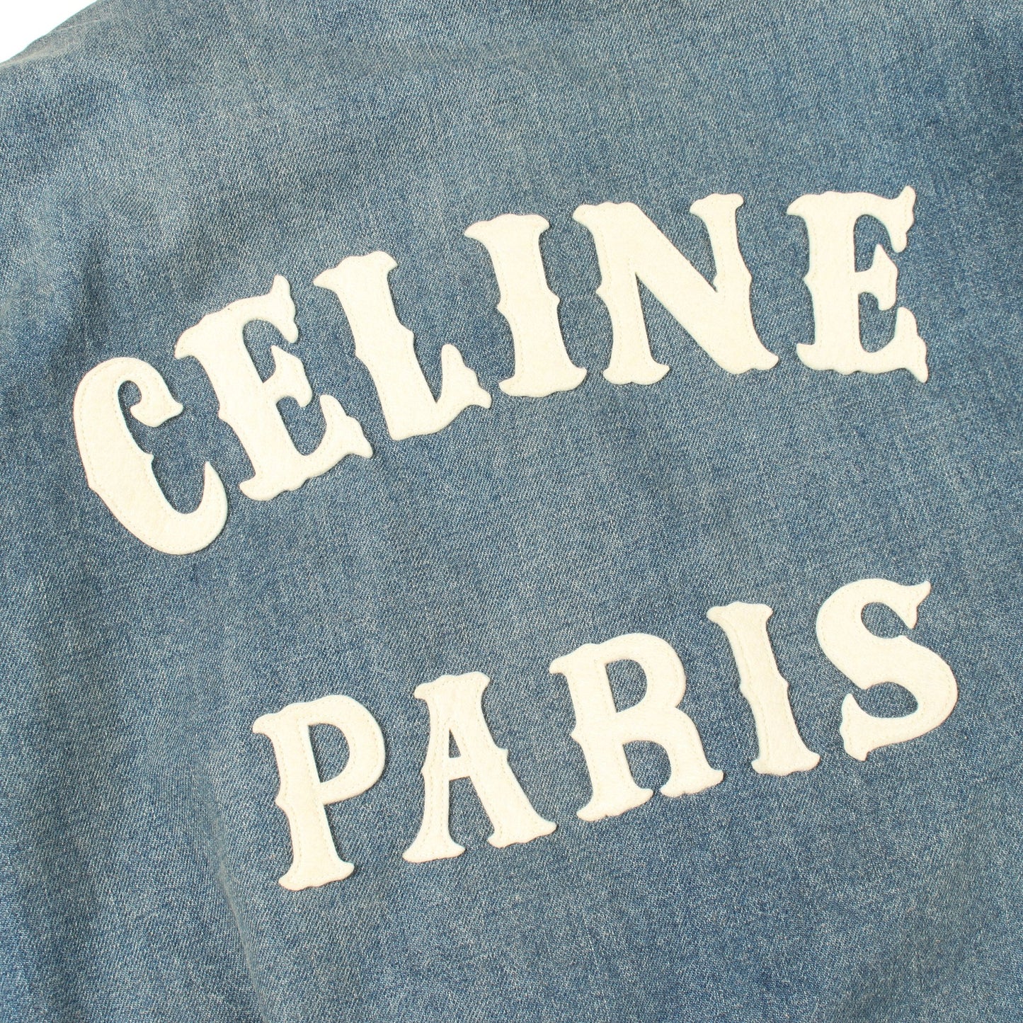 25SS ルーズ トリオンフ テディ トレイルウォッシュ デニム スタジャン コットン レザー ブルー ベージュ セリーヌ アウター CELINE