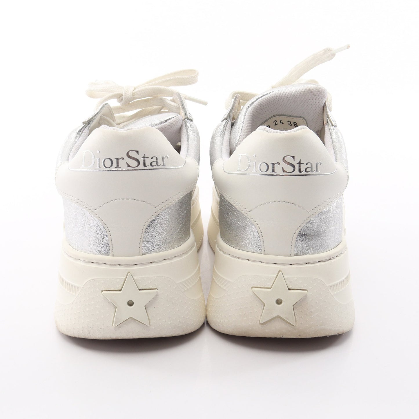 Dior Star プラットフォーム スニーカー レザー シルバー ホワイト クリスチャンディオール