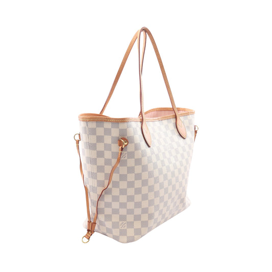 ネヴァーフルMM ダミエアズール ローズバレリーヌ ショルダーバッグ トートバッグ PVC レザー ホワイト ルイヴィトン バッグ LOUIS VUITTON