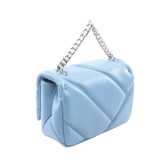 セルペンティ カボション 2WAY チェーンハンドバッグ レザー ライトブルー ブルガリ