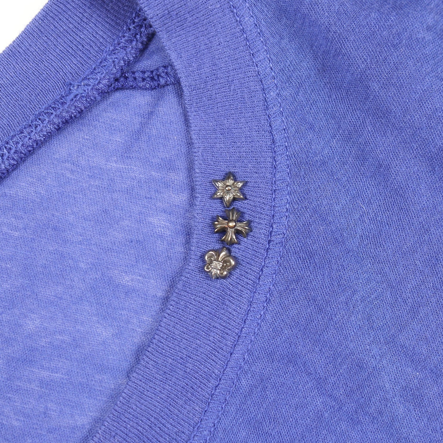 バーティカルロゴ 半袖Tシャツ コットン ブルー クロムハーツ